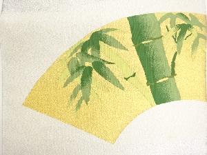 アンティーク　綴れ地紙に竹模様織り出し名古屋帯